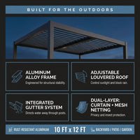 10' X 12' Louvered Pergola, Aluminum Frame Outdoor Pergola with Curtains & Netting, Adjustable Louvered Roof & Integrated Gutter System, Hardtop Patio Gazebo for Backyard, Patio, Garden, Dark Gray — Results & Stats